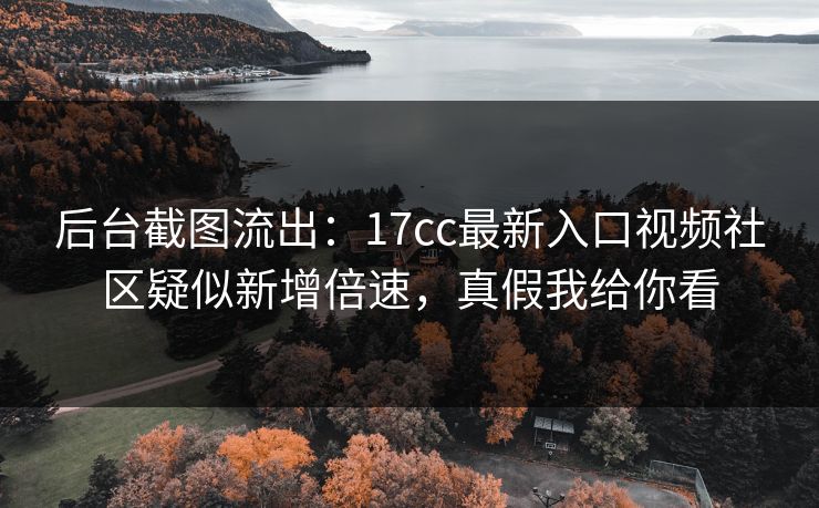 后台截图流出：17cc最新入口视频社区疑似新增倍速，真假我给你看