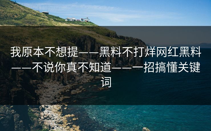 我原本不想提——黑料不打烊网红黑料——不说你真不知道——一招搞懂关键词