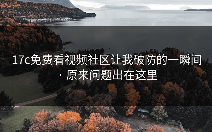 17c免费看视频社区让我破防的一瞬间 · 原来问题出在这里